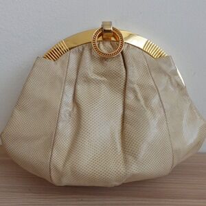 Susan Gail Bag Leather Crossbody Sling Clutch Snake Bellido Exotic Genuine Beige